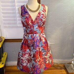 Nicole Miller Red and Purple Floral Mini Dress